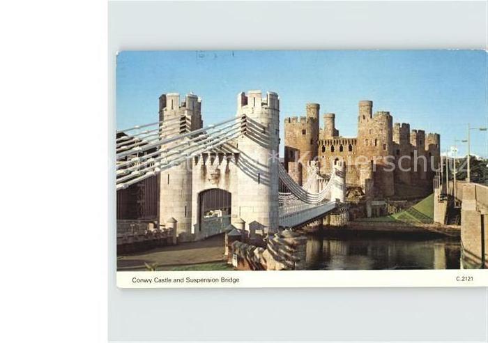Gwynedd Wales Conwy Castle and Suspension Bridge