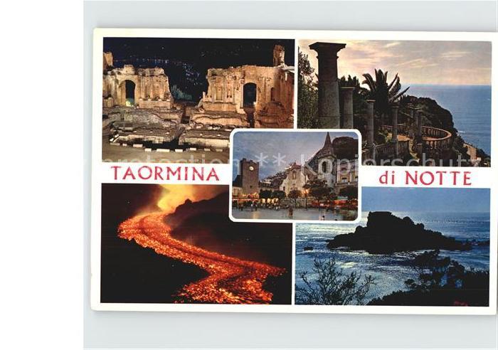 Taormina Sizilien Ruine Lavastrom Brandung