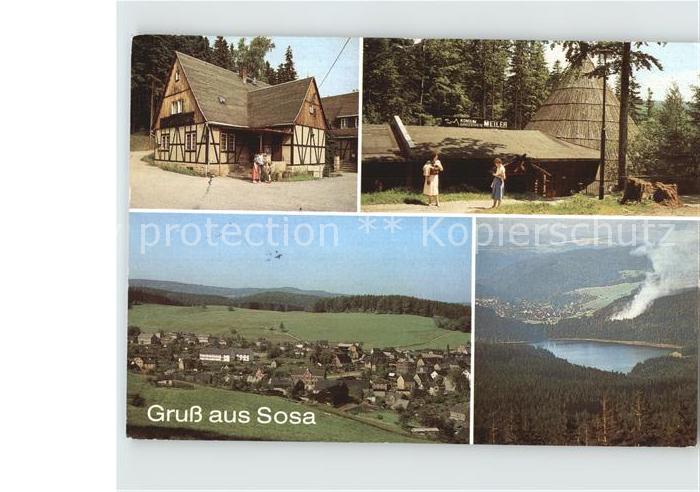 Sosa Erzgebirge Koehlerhuette Meiler Blick vom Auersberg