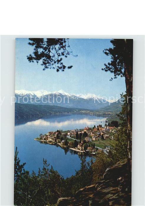 Millstatt Millstaettersee Panorama mit Kreuzeckgruppe