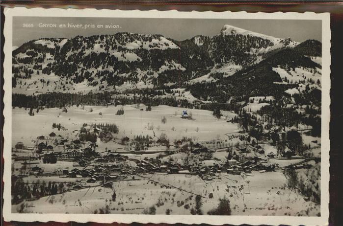 Gryon Vue generale panorama en hiver pris en avion