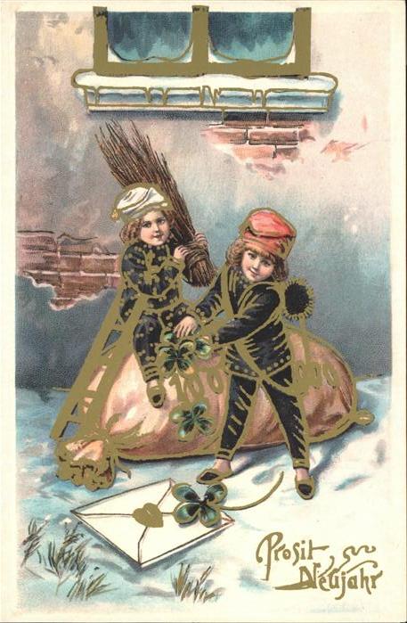 Neujahr Brief Kleeblatt Kinder