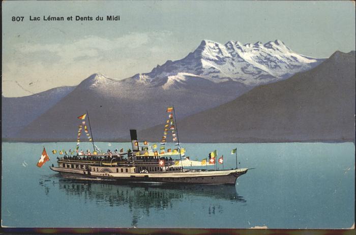 Dampfer Seitenrad Lac Leman Dents du Midi