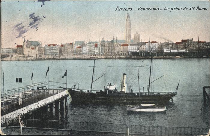 Anvers Antwerpen Panorama St. Anne Dampfschiff