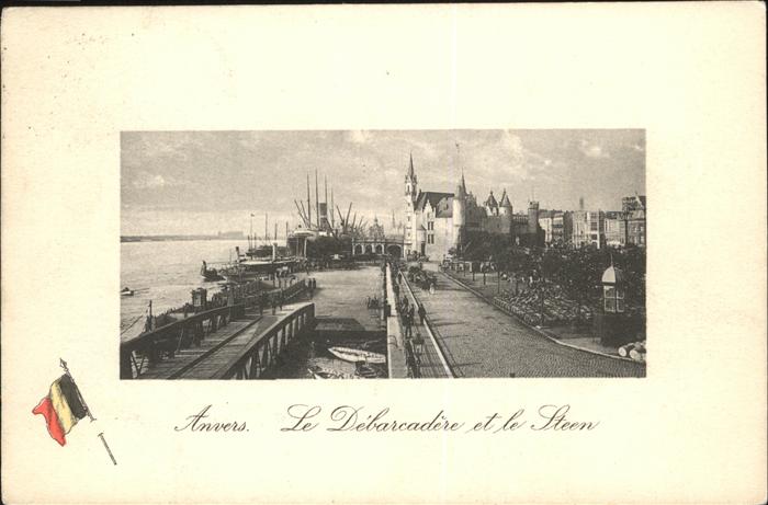 Anvers Antwerpen Debarcadere Stern Hafen Fahne