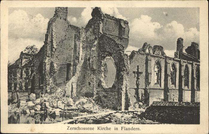Flandern Zerschossene Kirche Zerst?rung