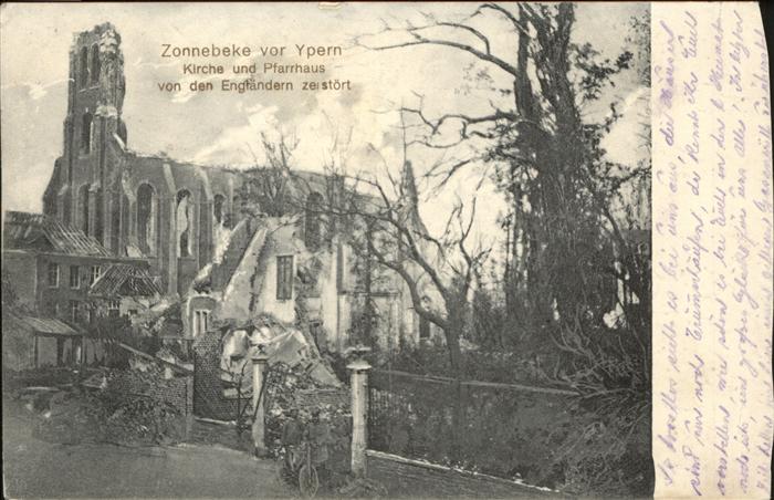 Zonnebeke West-Vlaanderen Ypern Kirche Pfarrhaus Engl?nder Zerst?rung