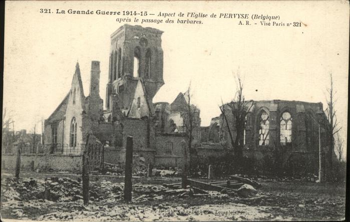 Pervyse Grande Guerre 1914-15 Zerst?rung Eglise