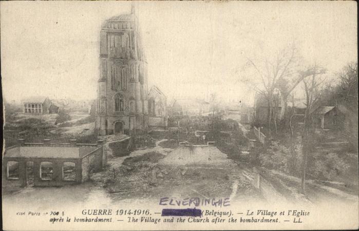 Elverdinge Guerre 1914 1916 Zerst?rung