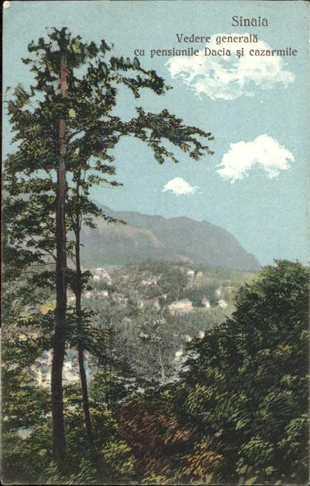 Sinaia Vedere generala cu pensiunile Dacia si cazarmile