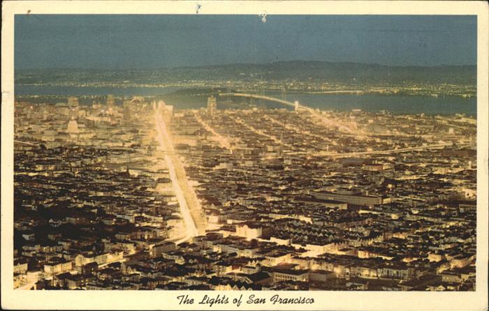 San Francisco California The Lights of San Francisco Golden Gate Bridge aerial v