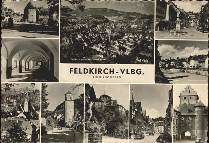 Feldkirch Vorarlberg Illbruecke Wehrturm Brunnen Laubengaenge Blick gegen Hoher