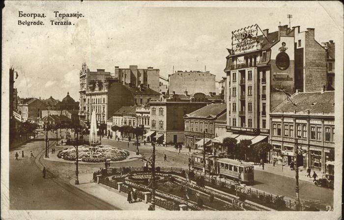 Belgrad Serbien Terazia Brunnen Strassenbahn
