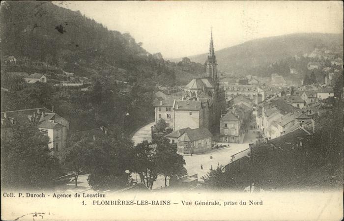 Plombieres-les-Bains Vosges Vue generale prise du Nord Cathedrale