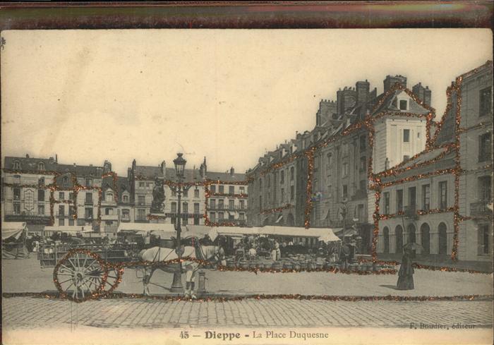 Dieppe 76 La Place Duquesne Pferdekutsche Glimmer
