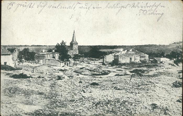 Militaria WK1 Dorfruine mit unversehrter Kirche Feldp