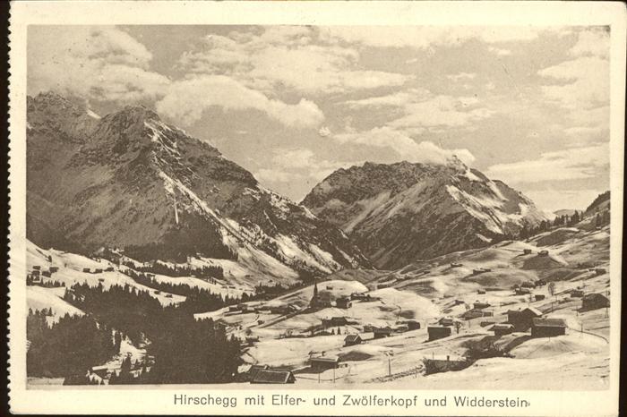 Hirschegg Kleinwalsertal Vorarlberg Panorama mit Elfer_ und Zwölferkopf und