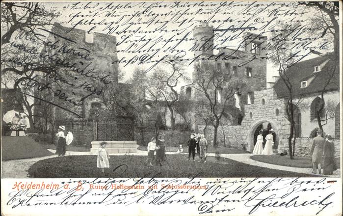 Heidenheim Brenz Ruine Schloss Hellenstein mit Schlossbrunnen