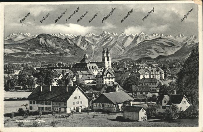 Kempten Allgaeu Blick auf den Ort mit Alpenpanorame