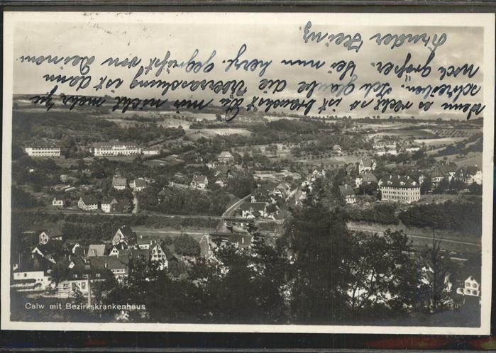 Calw Ortsansicht mit Bezirkskrankenhaus