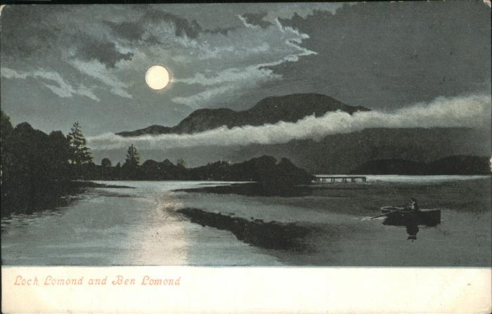 Loch Lomond Scotland Panorma Loch Lomond and Ben Lomond in moonlight