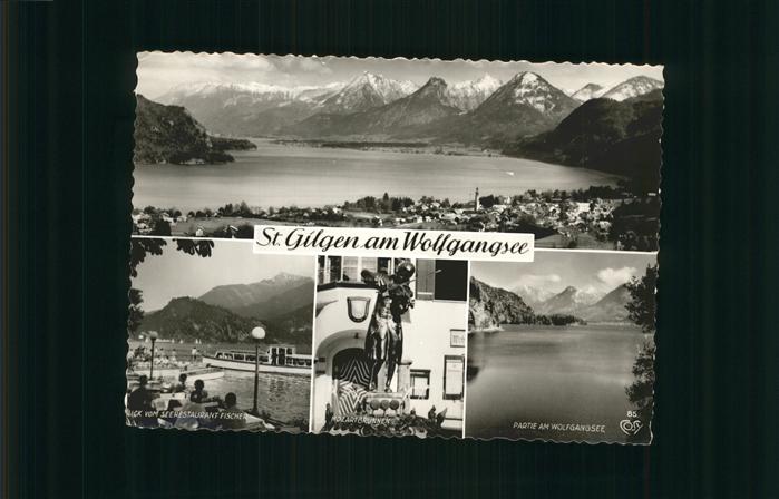 St Gilgen Salzkammergut Panorama mit Alpenblick Mozartbrunnen Terrasse Seerestau