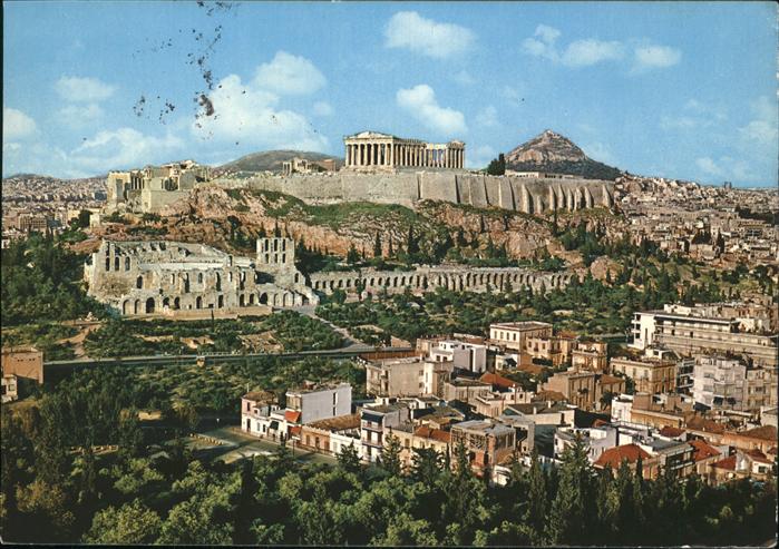 Athenes Athen Blick auf Akropolis vom Philopappos