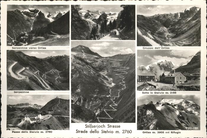 Stilfserjoch Passo dello Stelvio Panorama Ortlergruppe Pass-Strasse Bergrestaura