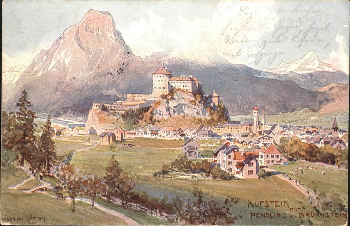 Kufstein Tirol Blick zur Festung mit Pendling und Brün
