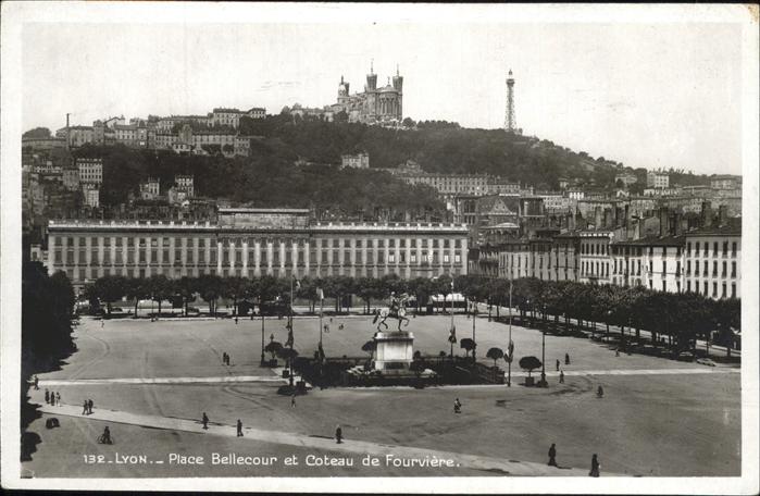 Lyon France Place Bellecour et Coteau de Fourviere