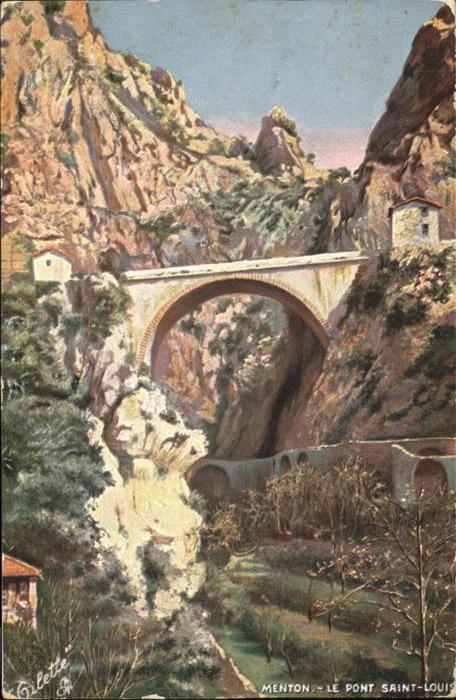Menton Alpes Maritimes Le Pont Saint Louis Künstlerkarte