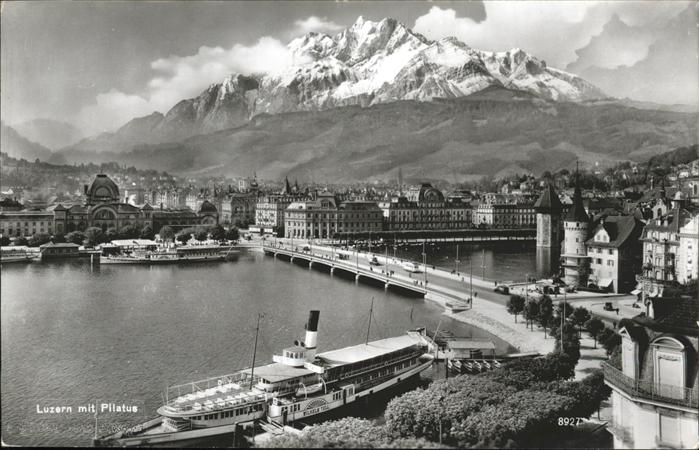 Dampfer Seitenrad Wilhelm Tell Luzern Pilatus