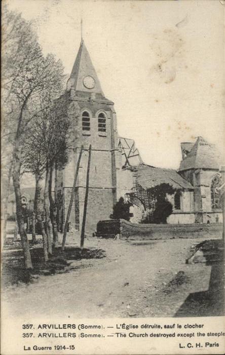 Arvillers L'Eglise detruite