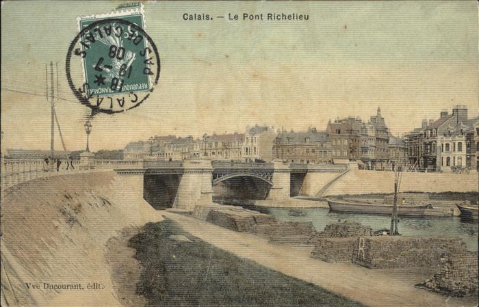 Calais Le Pont Richelieu Stempel auf AK