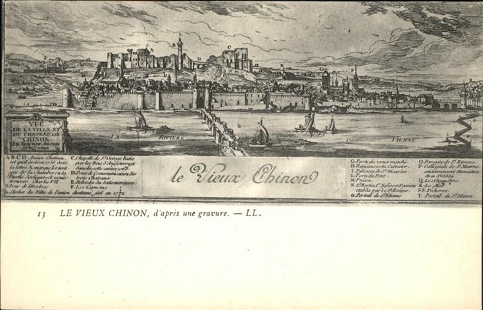 Chinon Indre et Loire Vieux Chinon d_apres une gravure