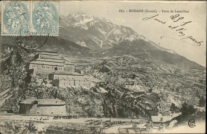 Modane Forts de Lesseillon Stempel auf AK
