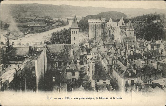 Pau 64 Vue panoramique Chateau et le Gave