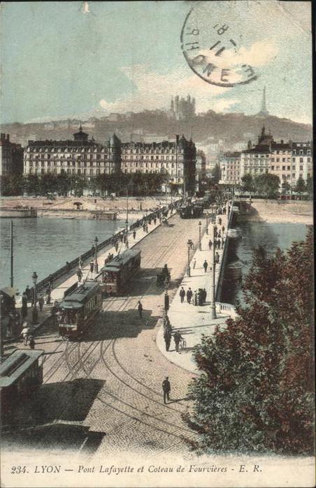 Lyon France Pont Lafayette et Coteau de Fourvieres