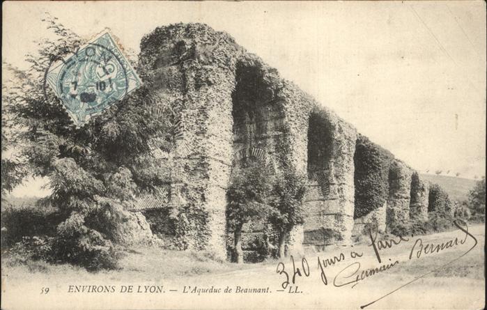 Lyon France Aquaduc de Beaunant Stempel auf AK