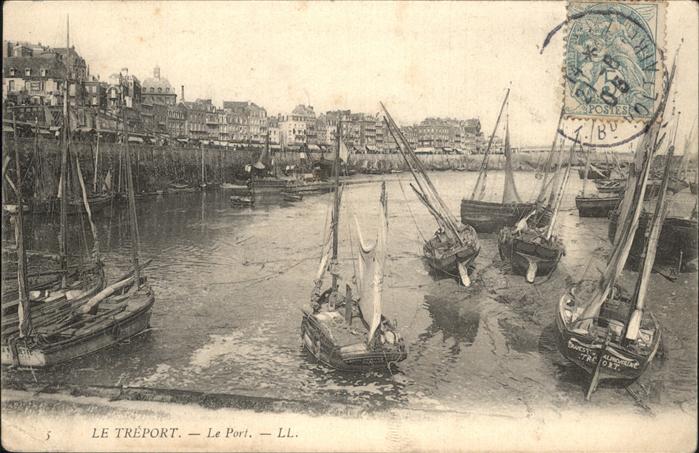 Le Treport Le Port bateau Stempel auf AK