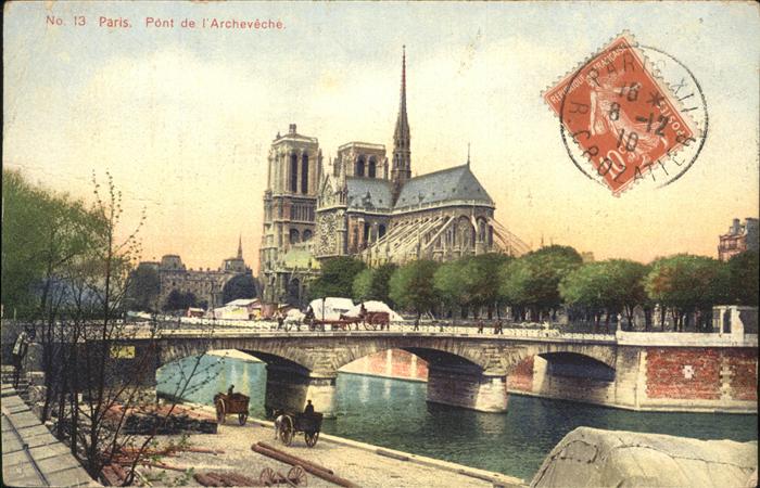 Paris Pont de l'Archeveche eglise Stempel auf