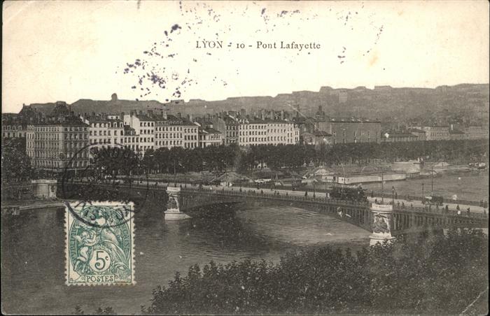 Lyon France Pont Lafayette Stempel auf AK