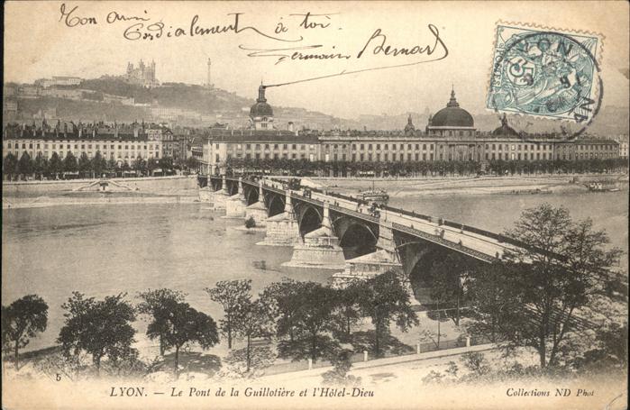 Lyon France Pont de la Guillotiere Hotel Dieu Stemp