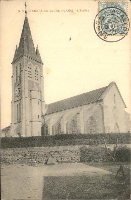 Saint-Andre-en-Terre-Plaine Eglise Stempel auf AK