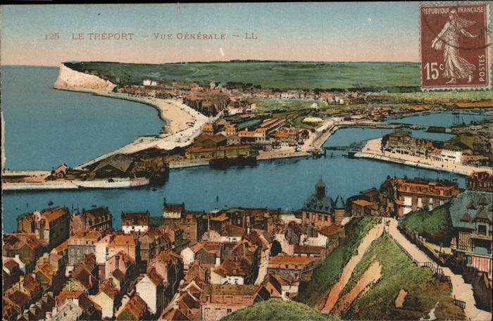 Le Treport Vue generale port Stempel auf AK