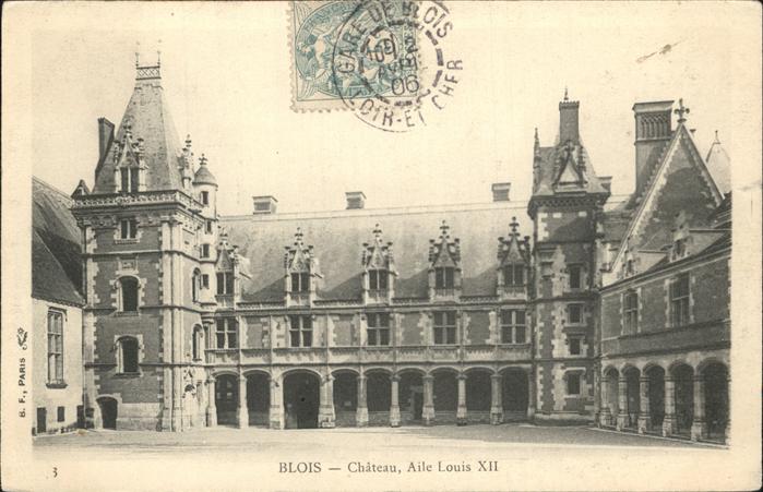 Blois 41 Chateau Aile Louis XII Stempel auf AK