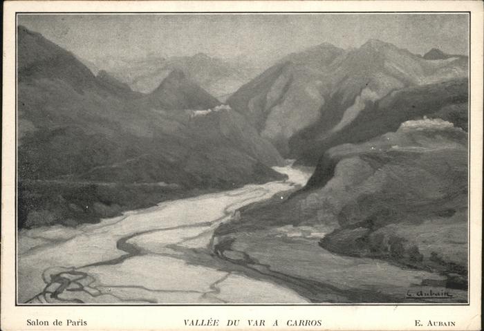 Carros Vallee du Var Künstlerkarte E. Aubain
