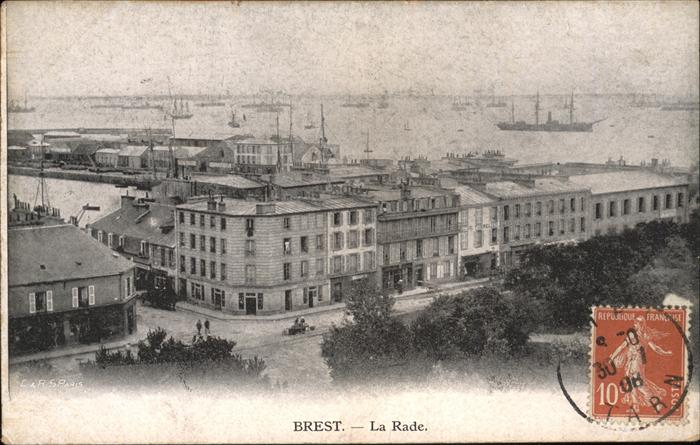 Brest 29 La Rade bateau Reede Schiff Stempel auf