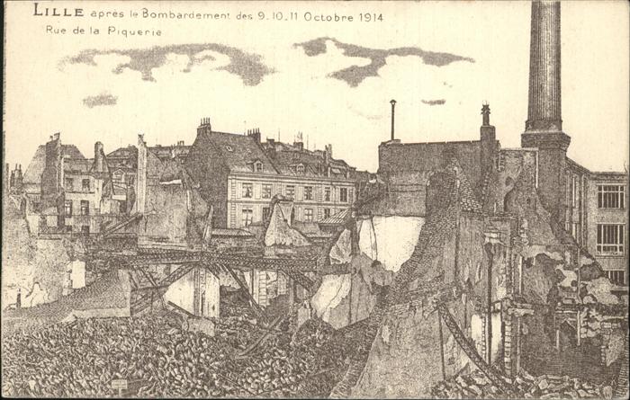 Lille Nord apres le Bombardement Octobre 1914 Rue