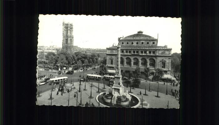 Paris Place du Chatelet Fontaine Tour Saint J